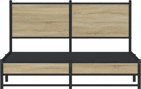 vidaXL Σκελετός Κρεβ. Χωρίς Στρώμα Sonoma Δρυς 150x200 εκ. Μεταλλικό