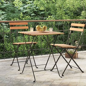 Τραπέζι Bistro Πτυσσόμ. 55x54x71 εκ. Μασίφ Ξύλο Teak &amp; Ατσάλι