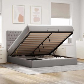 VidaXL Οθωμανικό κρεβάτι με στρώμα & LEDs Taupe 180x200cm ύφασμα
