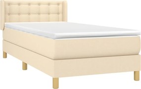 vidaXL Κρεβάτι Boxspring με Στρώμα Κρεμ 100 x 200 εκ. Υφασμάτινο