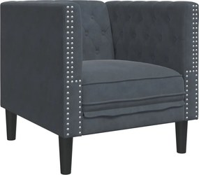 vidaXL Πολυθρόνα Chesterfield Σκούρο Γκρι Βελούδινη