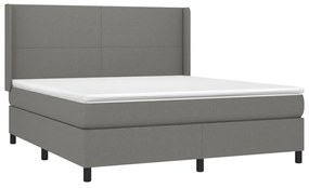 vidaXL Κρεβάτι Boxspring με Στρώμα & LED Σκ.Γκρι 160x200 εκ Υφασμάτινο