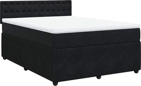vidaXL Κρεβάτι Boxspring με Στρώμα Μαύρο 160x200 εκ. Βελούδινο
