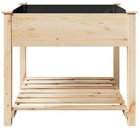 vidaXL Γλάστρα Κήπου με ράφι Μπεζ 90 x 90 x 76.5 εκ Στερεό ξύλο έλατου