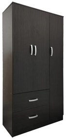 Ντουλάπα τρίφυλλη με 2 συρτάρια Lego pakoworld σε wenge απόχρωση 90x42x180εκ