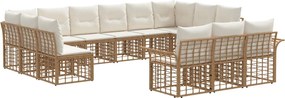 vidaXL Σειρά Καναπέ Εξωτερικού 13 pcs Φυσικό και Κρέμα Λευκό