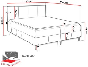 Επενδυμένο κρεβάτι Box Best II-Galazio-160 x 200