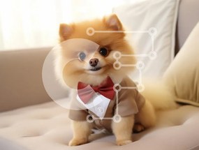 Intra Συλλεκτικό Ξύλινο Παζλ Plywood  4mm - Dapper Pomeranian με επίσημη ενδυμασία Σε Ξύλινο Κουτί - Διαστάσεις: 10x10 cm – 25 κομμάτια