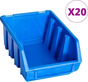 vidaXL Κουτιά Αποθήκευσης Στοιβαζόμενα 20 Τεμ. Μπλε από Πλαστικό