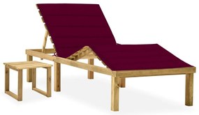 Ξαπλώστρα Κήπου από Εμποτ. Ξύλο Πεύκου με Τραπεζάκι & Μαξιλάρι