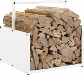 vidaXL Ράφι Καυσόξυλων Λευκό 40x40x40 εκ. Χάλυβας ψυχρής έλασης