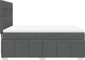vidaXL Κρεβάτι Boxspring με Στρώμα Σκούρο Γκρι 140x200 εκ Υφασμάτινο