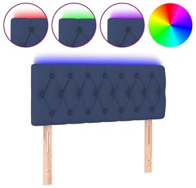 vidaXL Κεφαλάρι Κρεβατιού LED Μπλε 100x7x78/88 εκ. Υφασμάτινο