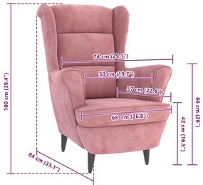 vidaXL Πολυθρόνα Ροζ Βελούδινη