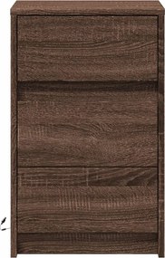 vidaXL Κομοδίνο με Φώτα LED Καφέ Δρυς Επεξεργασμένο Ξύλο