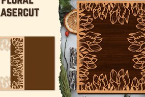 Intra απο ξύλο plywood  Χρώμα wenge 3mm-4mm πάχος - Κορνίζα Photo Floral Lasercut Δίασταση 20x25 cm INTRAFABR-84806412