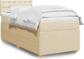 vidaXL Κρεβάτι Boxspring με Στρώμα Κρεμ 100 x 200 εκ. Υφασμάτινο