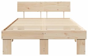 vidaXL Σκελετός Κρεβατιού Καφέ 140 x 190 cm Μασίφ ξύλο πεύκου