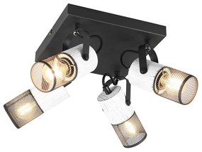 Φωτιστικό Οροφής Σποτ Retro Trio Lighting Tosh 804300434 Λευκό Ξύλο - Μαύρο Ματ