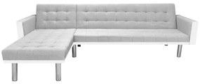 vidaXL Καναπές-Κρεβάτι Γωνιακός Λευκός/Γκρι 218x155x69 εκ. Υφασμάτινος