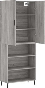 vidaXL Ντουλάπι Γκρι Sonoma 69,5 x 34 x 180 εκ. Επεξεργασμένο Ξύλο