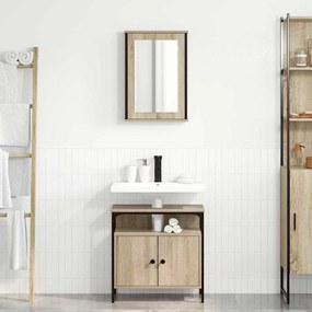 vidaXL Σετ Επίπλων Μπάνιου με ράφι με πόρτα 2 pcs Καφέ 60 x 30 x 60 cm