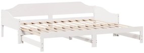 vidaXL Καναπές Κρεβάτι Συρόμενος Λευκός 90 x 200 εκ. Μασίφ Ξύλο Πεύκου