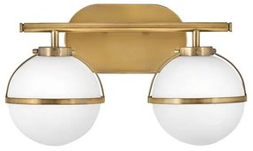 Απλίκα Φωτιστικό Μπάνιου 2xE14 Οπάλ Γυαλί IP44 Hollis Elstead Lighting HK-HOLLIS2-O-HB-BATH Ορείχαλκος