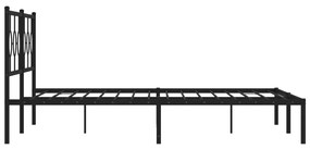 vidaXL Πλαίσιο Κρεβατιού με Κεφαλάρι Μαύρο 193 x 203 εκ. Μεταλλικό