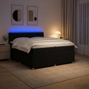 vidaXL Κρεβάτι box spring με στρώμα Μαύρο 200 x 200 cm Ύφασμα
