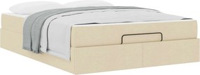 vidaXL Σκελετός κρεβατιού με στρώμα 2 pcs Κρεμ ύφασμα