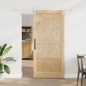 vidaXL Συρόμενη Πόρτα με Σετ Υλικών 93x202 εκ. Μασίφ Ξύλου Πεύκου
