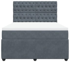 Κρεβάτι Boxspring με Στρώμα Σκούρο Γκρι 160x200 εκ. Βελούδινο - Γκρι