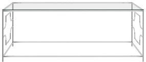 Τραπέζι Σαλονιού Ασημί 120x60x45 εκ. από Ανοξ. Ατσάλι και Γυαλί - Ασήμι