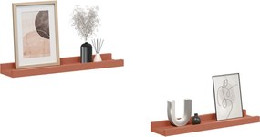 vidaXL Ράφι Τοίχου 2 pcs Κόκκινο 40 x 9 x 3 cm Επεξεργασμένο ξύλο