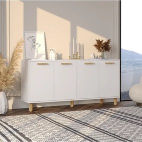Stewehome Πολυλειτουργικό ντουλάπι με ράφια και πόρτες σε λευκό χρώμα 150x36x73 cm
