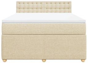 Κρεβάτι Boxspring με Στρώμα Κρεμ 140x200 εκ. Υφασμάτινο - Κρεμ