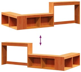 Κομοδίνο με Γραφείο Καφέ Κεριού 232x122x75 εκ Μασίφ Ξύλο Πεύκου - Καφέ