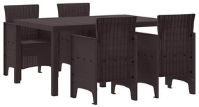 vidaXL Σέτ φαγητού για κήπο 5 pcs Καφέ Rattan Polt