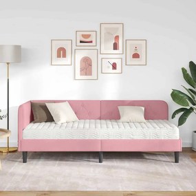 vidaXL Κρεβάτι Γωνίας Ροζ 80 x 200 cm Βελούδο