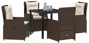 vidaXL Σέτ φαγητού για κήπο 5 pcs Καφέ συνθετικό ρατάν