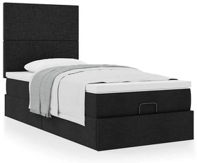 VidaXL Οθωμανικό κρεβάτι με στρώμα Μαύρο 90x190cm Ύφασμα