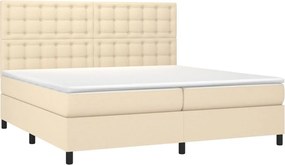 vidaXL Κρεβάτι Boxspring με Στρώμα Κρεμ 200x200 εκ. Υφασμάτινο