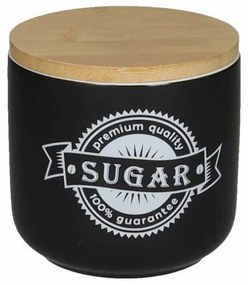 Βάζο Αποθήκευσης Ζάχαρης Premium Sugar 53842 350ml Black Brandani Πορσελάνη,Bamboo