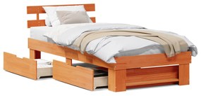 vidaXL Σκελετός Κρεβατιού Καφέ κεριού 90 x 190 cm Μασίφ ξύλο πεύκου