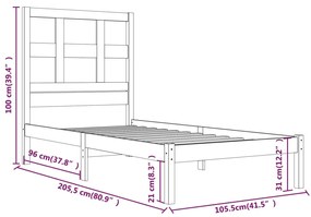 vidaXL Πλαίσιο Κρεβατιού Καφέ Μελί 100 x 200 εκ. Μασίφ Ξύλο Πεύκου