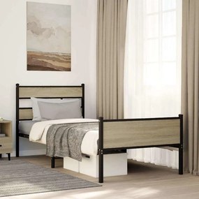 vidaXL Πλαίσιο Κρεβ. Χωρ. Στρώμα Sonoma Δρυς 90x200 εκ. Επεξ. Ξύλο