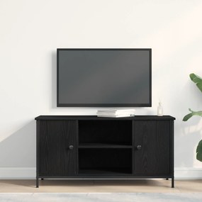 vidaXL Ράφι Τηλεόρασης Μαύρο Δρύινο 100x40x50 εκ. Κατασκευασμένο από Ξύλο και Χάλυβα