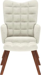 vidaXL Πολυθρόνα Χαλάρωσης με Σκαμπό σε Κρεμ Βελούδο