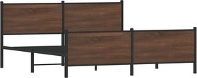 vidaXL Σκελετός Κρεβ. Χωρίς Στρώμα Καφέ Δρυς 200x200 εκ. Μεταλλικό
